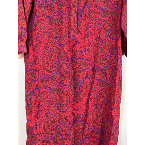 Retro Floral Dress MP Red Belted Paisley Midi Boho Western 80s Resort Mod Chic - Picture 4 of 13